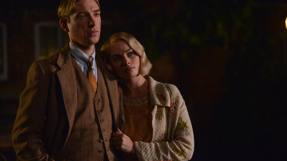 Domhnall Gleeson as 'Alan Milne' and Margot Robbie as 'Daphne Milne' in the film UNTITLED A.A. MILNE. Photo by David Appleby. © 2017 Fox Searchlight Pictures