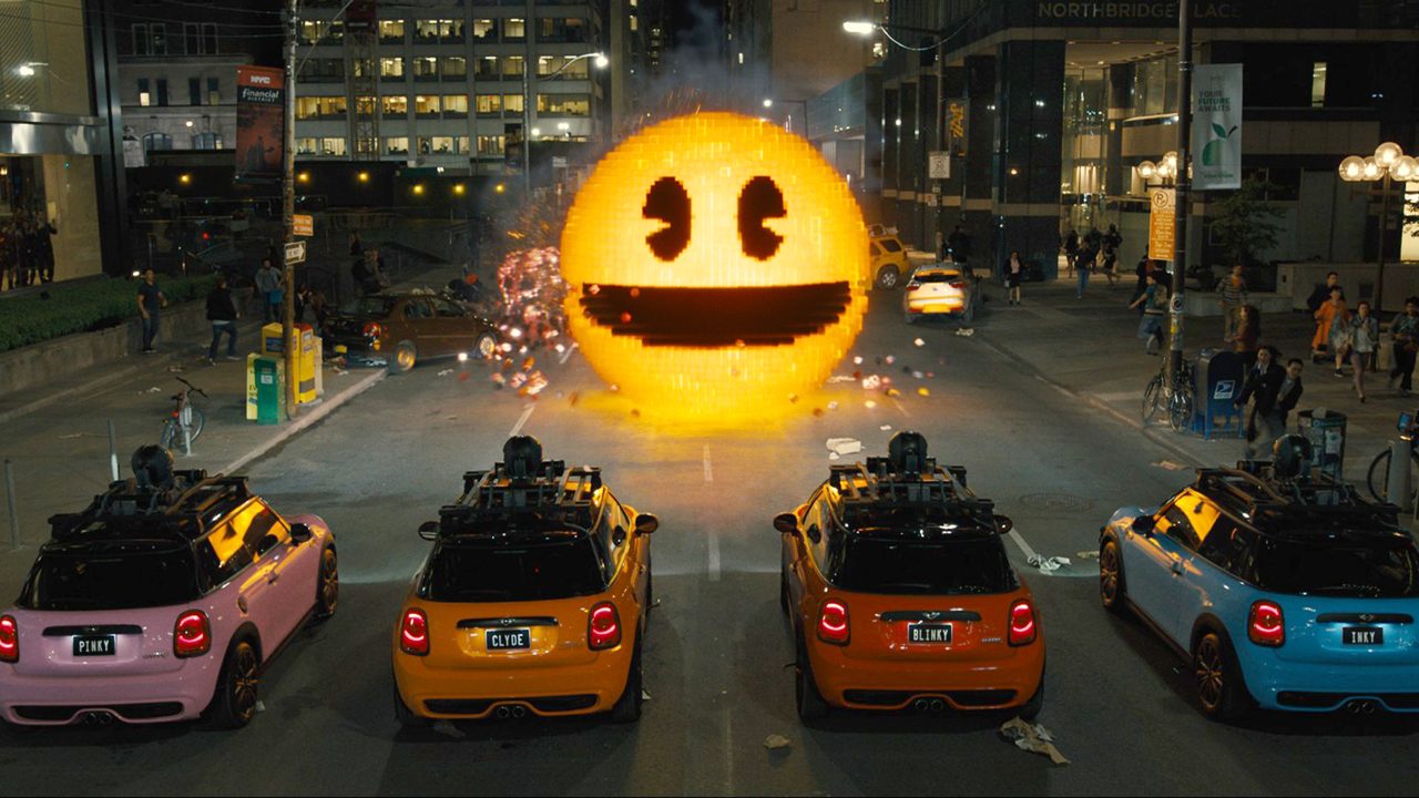 Inky, Blinky, Clyde and Pinky take on Pac-Man in Columbia Pictures' PIXELS.