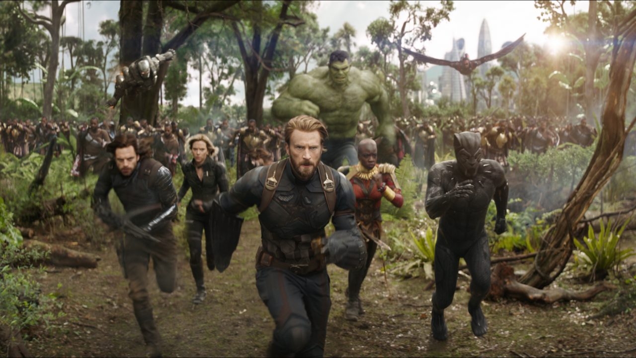 Marvel Studios' AVENGERS: INFINITY WAR

L to R: War Machine (Don Cheadle), Winter Soldier/Bucky Barnes (Sebastian Stan), Black Widow/Natasha Romanoff (Scarlet Johansson), Captain America/Steve Rogers (Chris Evans), Hulk (Mark Ruffalo), Okoye (Danai Gurira), Falcon (Anthony Mackie) and Black Panther/T'Challa (Chadwick Boseman)

Photo: Film Frame

©Marvel Studios 2018