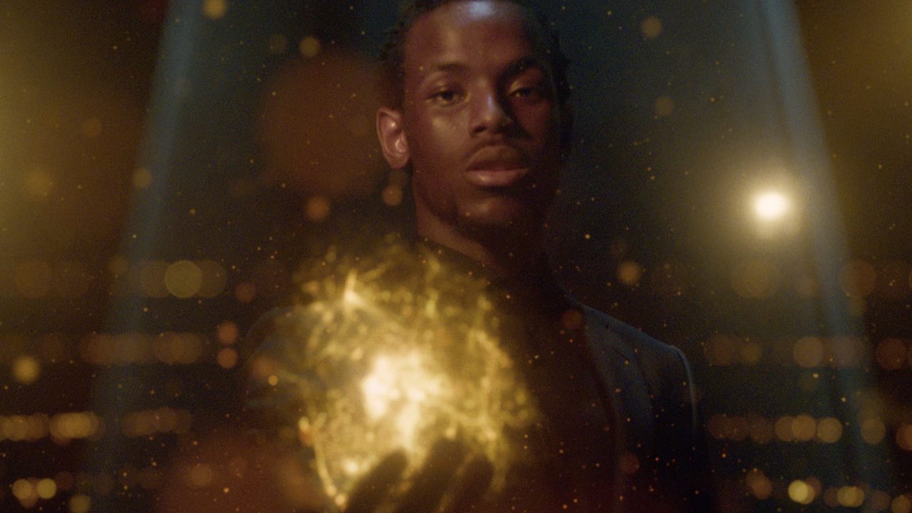 Still from BAFTA and DCM's Follow Your Spark campaign launching in cinemas 27 Oct 23. The brand trail sets out to showcase how BAFTA inspires and supports new talent entering the creative industries from all backgrounds, fronted by Micheal Ward. (Image ©BAFTA/DCM 2023)
