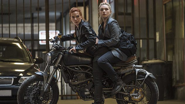Scarlett Johansson as Black Widow/Natasha Romanoff and Florence Pugh as Yelena in Marvel Studios' BLACK WIDOW. Photo by Jay Maidment. ©Marvel Studios 2020. All Rights Reserved.