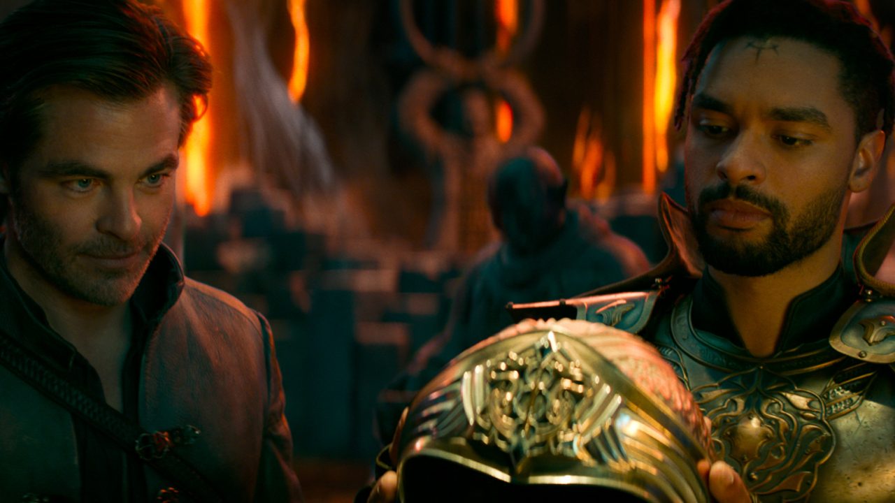 Chris Pine plays Edgin and Regé-Jean Page plays Xenk in Dungeons & Dragons: Honor Among Thieves from Paramount Pictures.