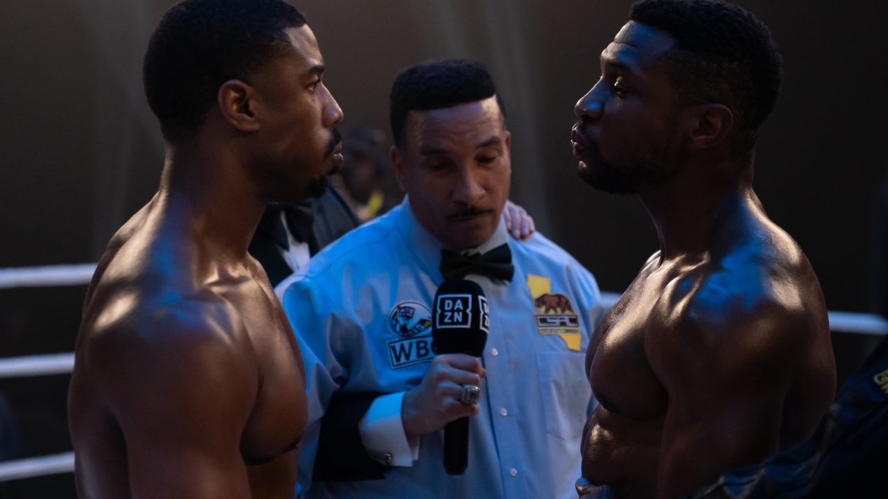 C3_19200_RCMichael B. Jordan stars as Adonis Creed and Jonathan Majors as Damian Anderson inCREED III A Metro Goldwyn Mayer Pictures filmPhoto credit: Eli Ade© 2022 Metro-Goldwyn-Mayer Pictures Inc. All Rights Reserved.