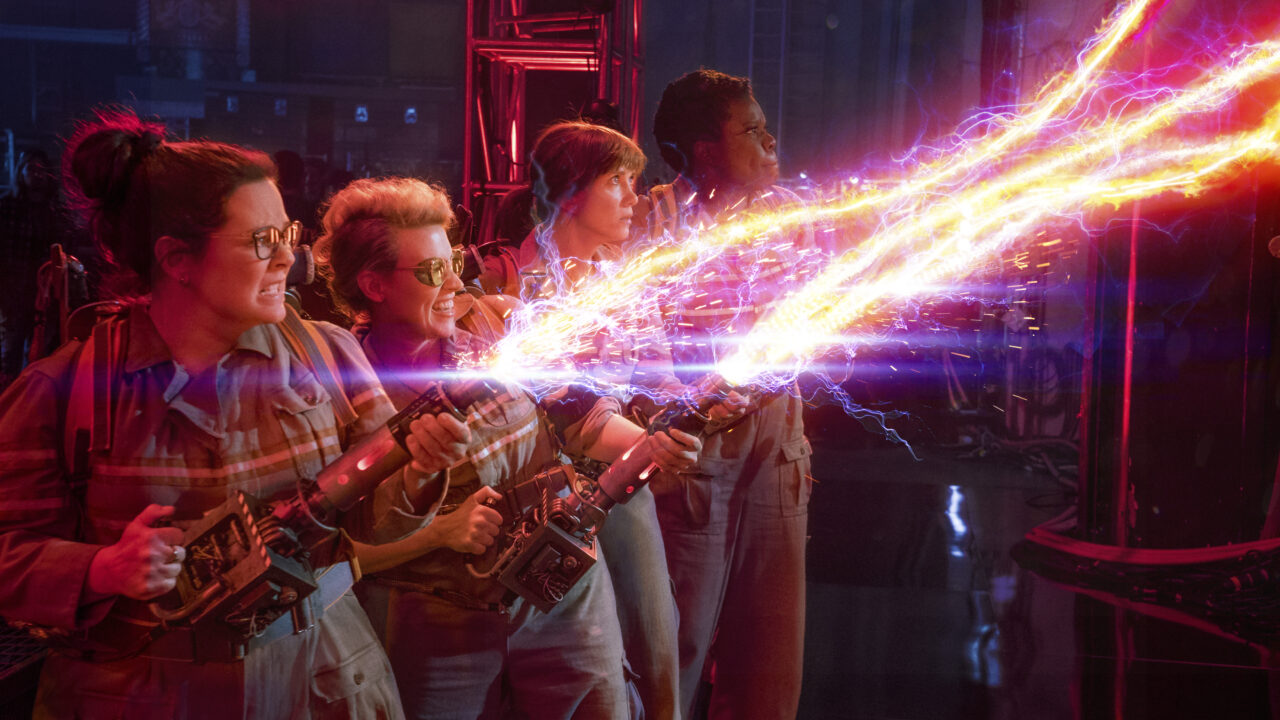 The Ghostbusters Abby (Melissa McCarthy), Holtzmann (Kate McKinnon), Erin (Kristen Wiig) and Patty (Leslie Jones) in Columbia Pictures' GHOSTBUSTERS.
