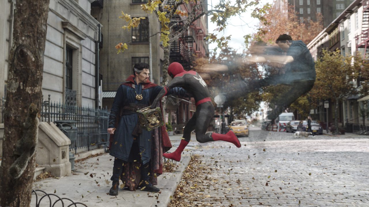 Benedict Cumberbatch stars as Doctor Strange and Tom Holland stars as Spider-Man/Peter Parker in Columbia Pictures' SPIDER-MAN: NO WAY HOME.