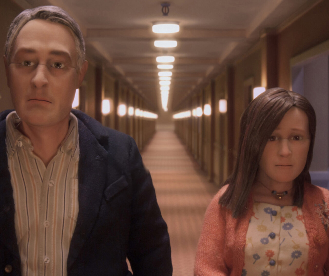 David Thewlis voices Michael Stone and Jennifer Jason Leigh voices Lisa in the animated stop-motion film, ANOMALISA, by Paramount Pictures