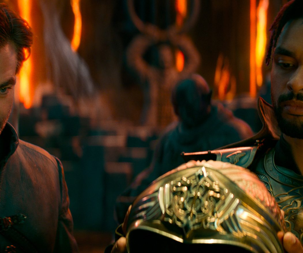 Chris Pine plays Edgin and Regé-Jean Page plays Xenk in Dungeons & Dragons: Honor Among Thieves from Paramount Pictures.