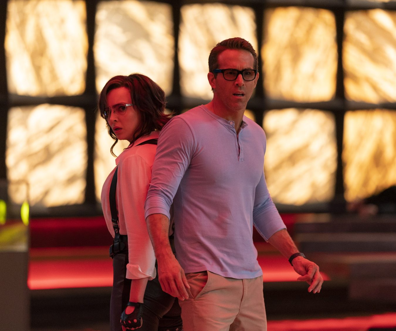 Jodie Comer as Molotov Girl and Ryan Reynolds as Guy in 20th Century Studios’ FREE GUY. Photo by Alan Markfield. © 2020 Twentieth Century Fox Film Corporation.  All Rights Reserved.