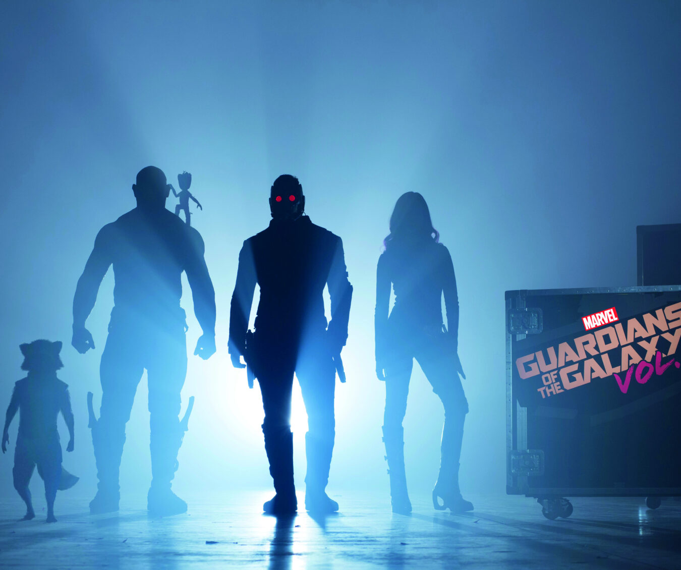 Guardians Of The Galaxy Vol. 2..Start of Production Image..L to R: Rocket (voiced by Bradley Cooper), Drax (Dave Bautista), Groot (voiced by Vin Diesel), Peter Quill/Star-Lord (Chris Pratt) and Gamora (Zoe Saldana)..©Marvel 2017