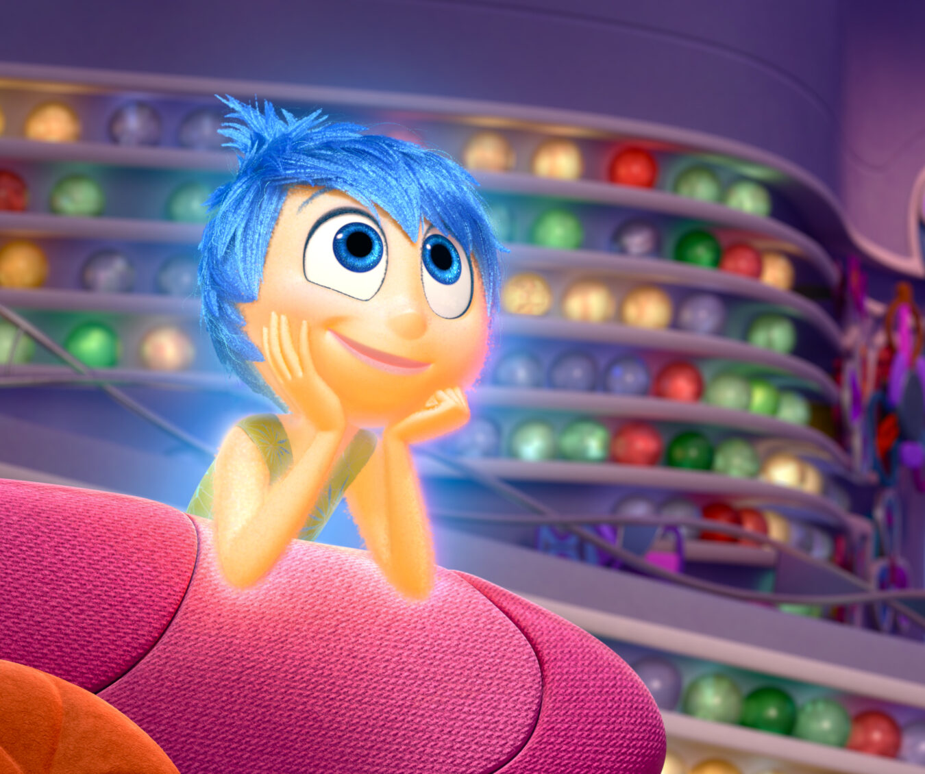 Joy (voice of Amy Poehler) is one of five Emotions who help advise 11-year-old Riley through everyday life in Disney•Pixar's "Inside Out." Directed by Pete Docter (“Monsters, Inc.,” “Up”), "Inside Out" opens in theaters nationwide June 19, 2015. ©2014 Disney•Pixar. All Rights Reserved.