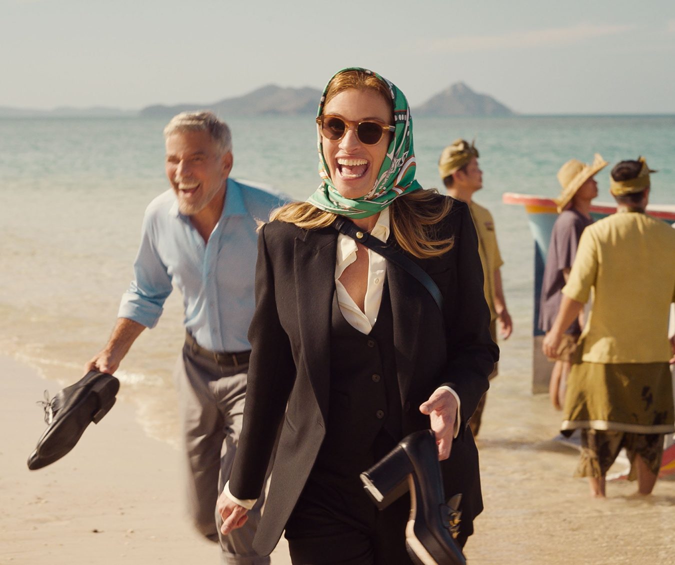 (from left) David (George Clooney) and Georgia (Julia Roberts) in Ticket to Paradise, directed by Ol Parker.

Photo Credit: Universal Pictures