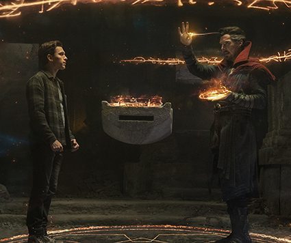 Tom Holland stars as Peter Parker/Spider-Man and Benedict Cumberbatch stars as Doctor Strange in Columbia Pictures' SPIDER-MAN: NO WAY HOME.