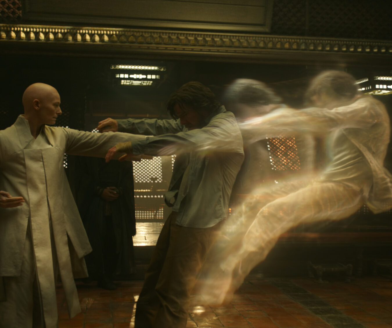 Marvel's DOCTOR STRANGE..L to R: The Ancient One (Tilda Swinton) and Doctor Stephen Strange (Benedict Cumberbatch)..Photo Credit: Film Frame ..©2016 Marvel. All Rights Reserved.