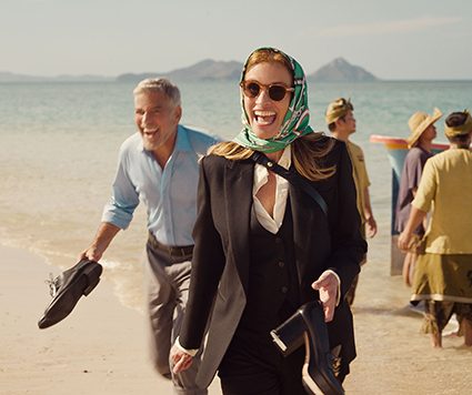 (from left) David (George Clooney) and Georgia (Julia Roberts) in Ticket to Paradise, directed by Ol Parker.

Photo Credit: Universal Pictures